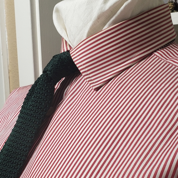 Men's T.M Lewin Striped Red Dress Shirt (17/34.5) - Picture 9 of 12